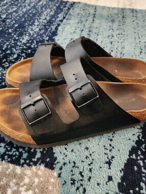 Birkenstock Sandals Mens 44 / 11 Black Arizona Birko Flor Double Strap Slides